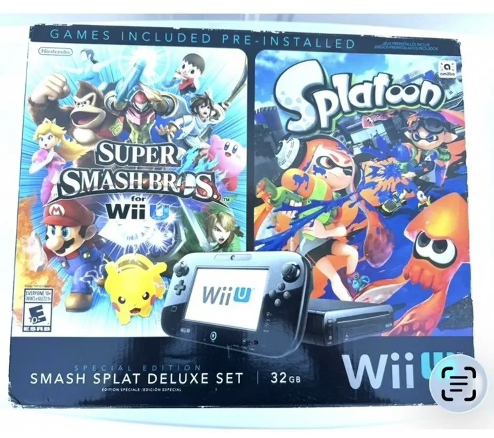 Brand New Nintendo Wii U Special Edition Smash Splatoon Deluxe Set 32GB Black